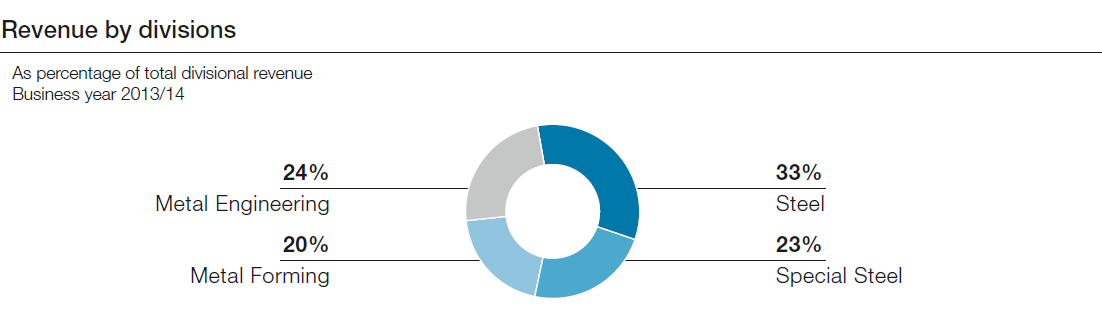 Revenue by divisions (pie chart)