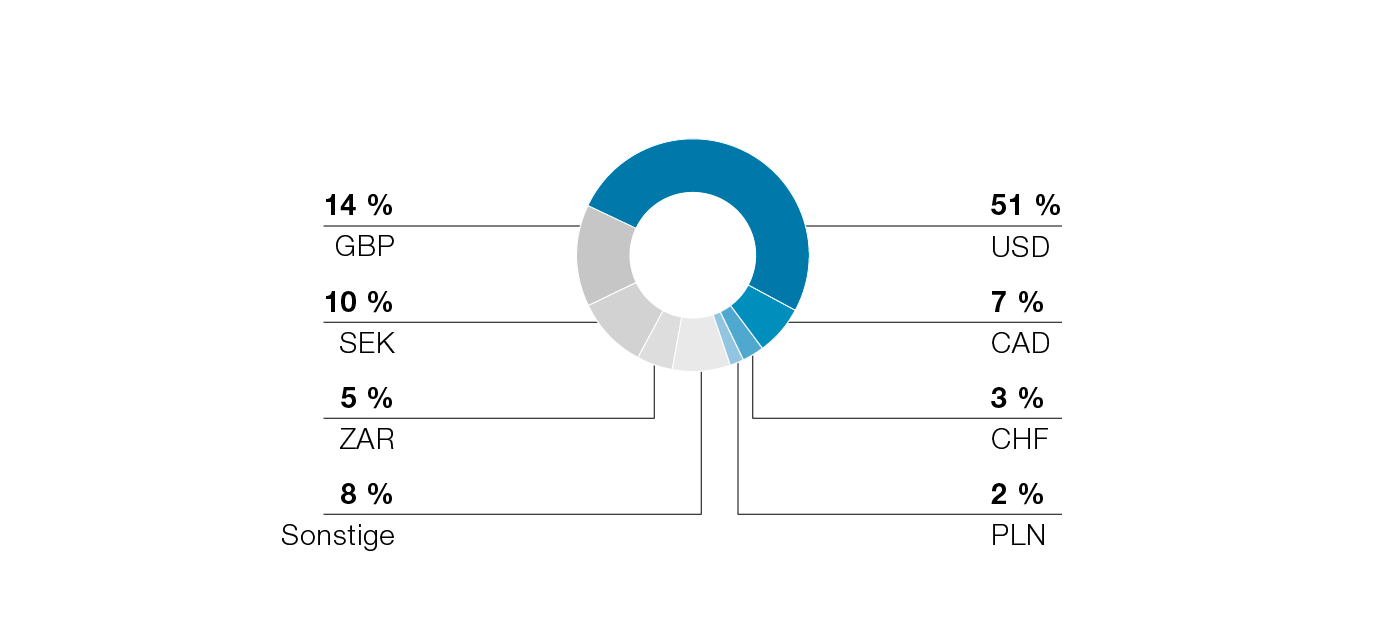 Fremdwährungsportfolio 2015/16 (netto) (Tortendiagramm)