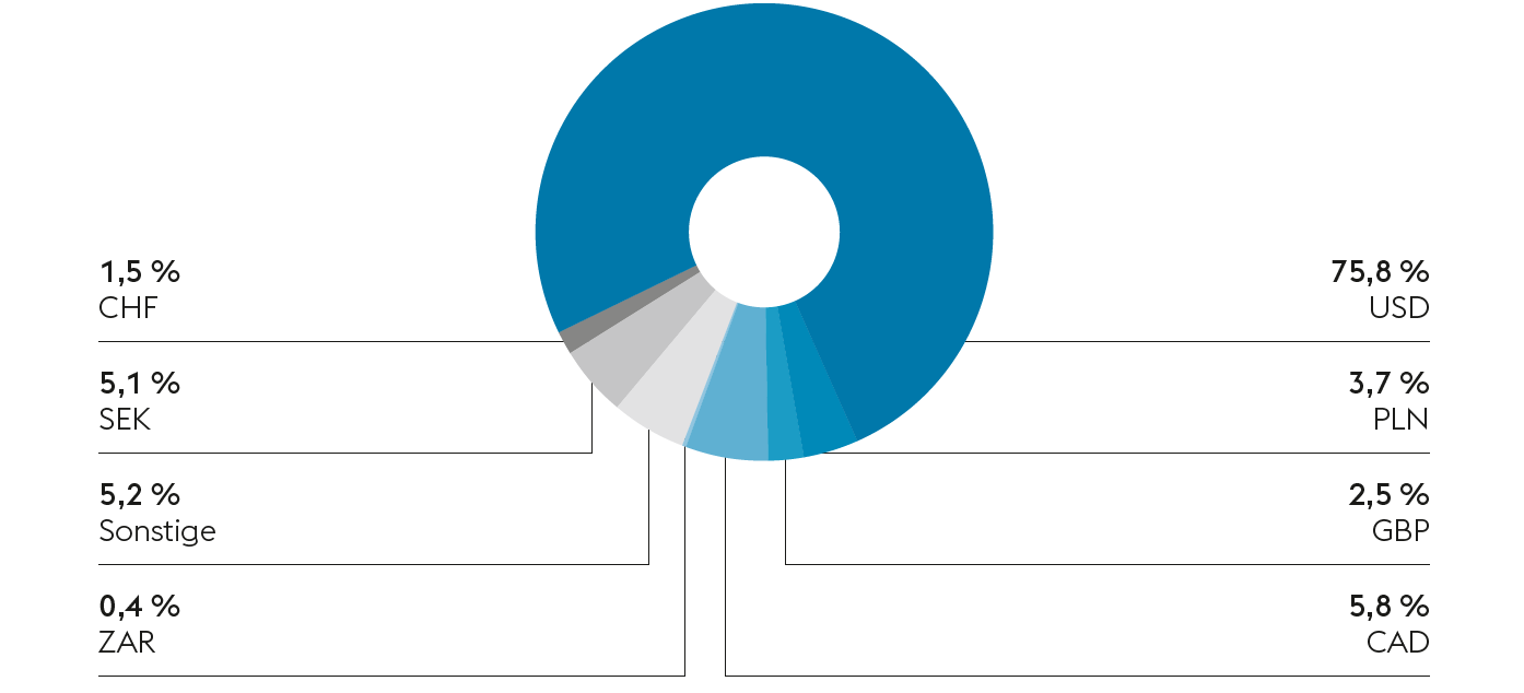 Fremdwährungsportfolio 2016/17 (netto) (Tortendiagramm)